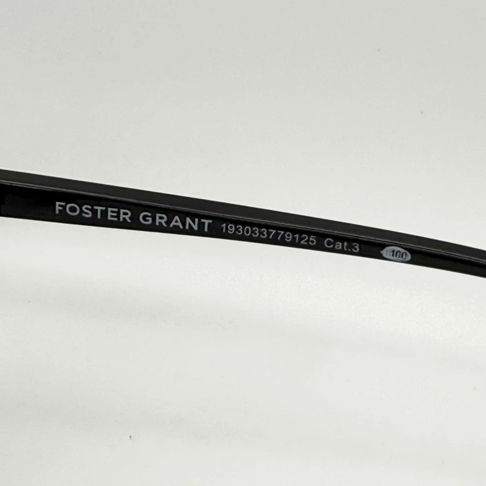 Foster Grant Black Square Sunglasses Gold Accents FG 26 512 BLK Women Oversized